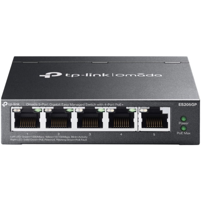 TP-Link Omada ES205GP Switch Gestionado Gigabit con 4 Puertos PoE+ TP-Link Omada ES205GP Switch Gestionado Gigabit con 4 Puertos PoE+